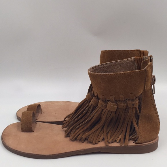 Jeffrey Campbell Borla Tan Suede Fringe Tassel Sz7 - Picture 2 of 9